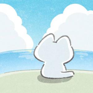 波打ち際の猫。