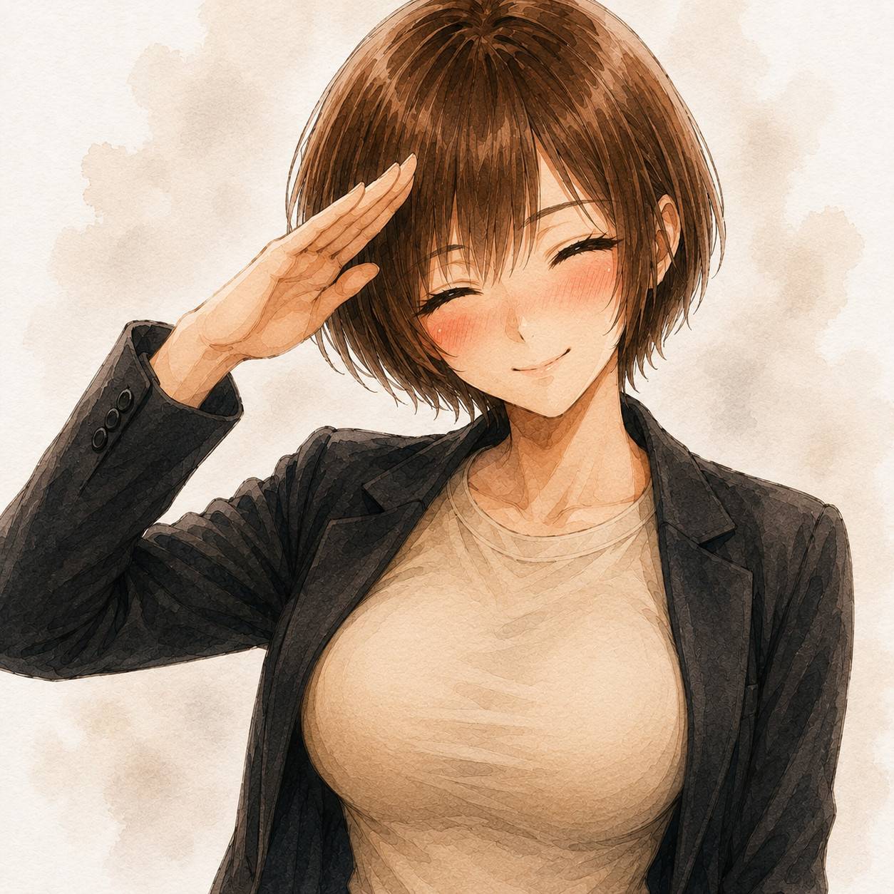 イクさんも調子を合わせて、ピシッと敬礼をすると、